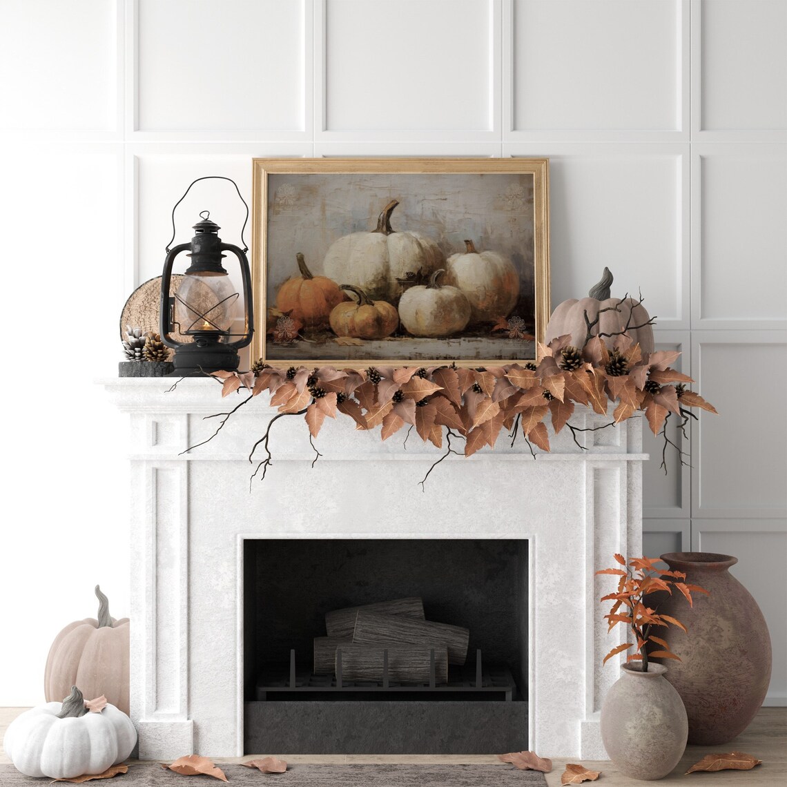 Vintage Halloween Wall Decor Digital Print Pumpkin Still Life Etsy