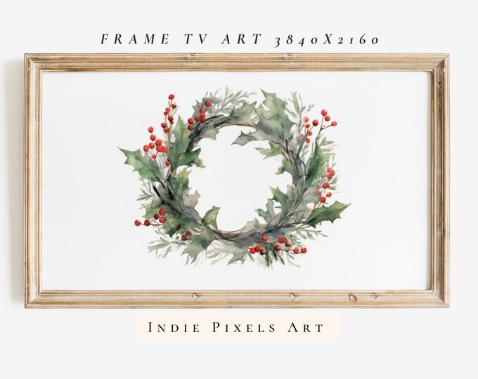 TV Art Simple Christmas Wreath 4K TV Art for Holiday Minimalist Decor | Digital Download Art Samsung Frame TV Art Holiday Instant Download