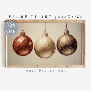 Christmas 4K Art for Samsung Frame TV Rustic Christmas Ornaments | Instant Digital Download Art for Samsung Frame TV