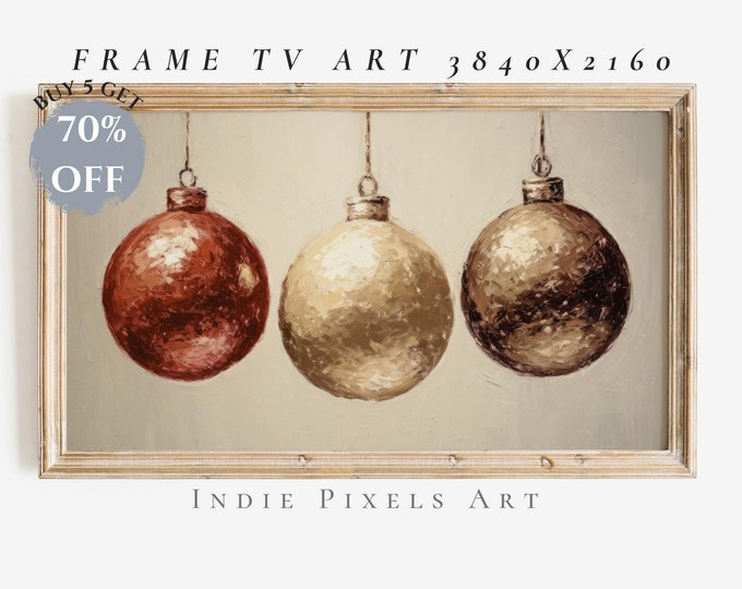 Christmas 4K Art for Samsung Frame TV Rustic Christmas Ornaments | Instant Digital Download Art for Samsung Frame TV