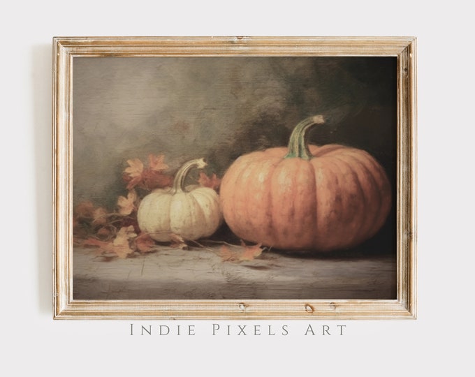 Rustic Fall Wall Decor Printable Pumpkin Still Life Painting Fall Art Vintage Autumn Wall Print Halloween Autumn Decor Thanksgiving Print