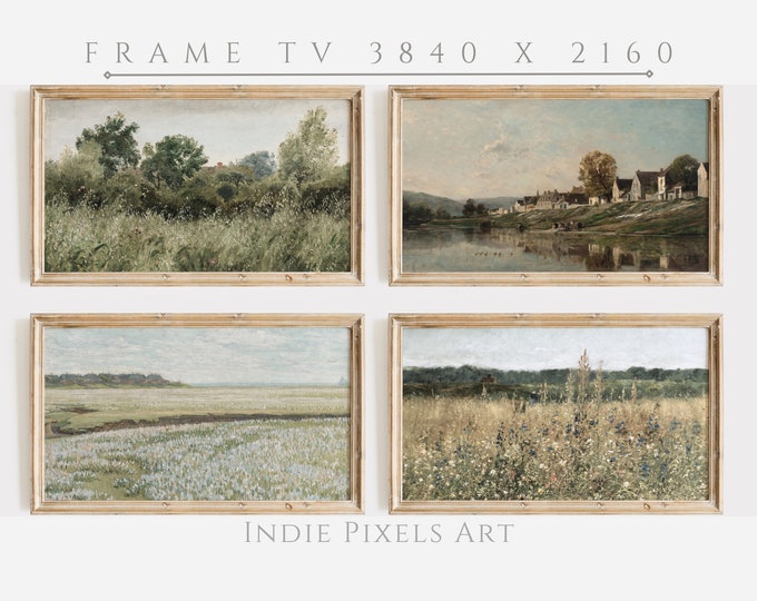 Spring Meadow Wildflower Paintings Frame TV Art Vintage Farmhouse Decor | Digital Download Art for Samsung Frame TV Art Instant Download