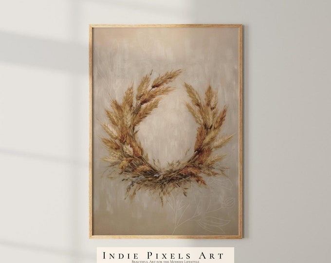Fall Wall Decor Printable Autumn Wreath Digital Download Fall Wreath Print for Wall
