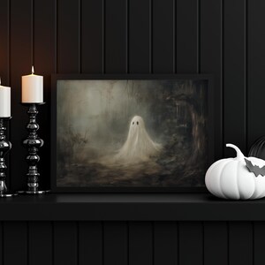 Halloween Art Ghost Painting Printable Halloween Decor, Cute Ghost Painting Digital Art Print Halloween Wall Art Print Primitive Ghost