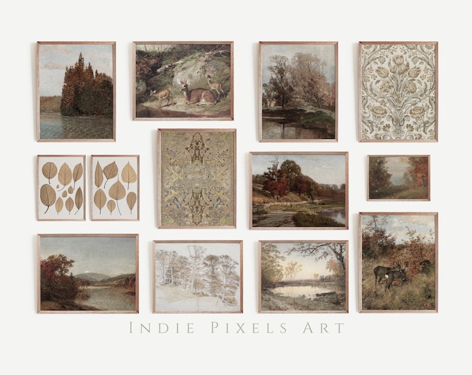 Rustic Autumn Decor Vintage Gallery Wall Art Set of 13 Prints | Autumn Landscapes Farmhouse Decor PRINTABLE Set of Fall Art Digital DOWNLOAD