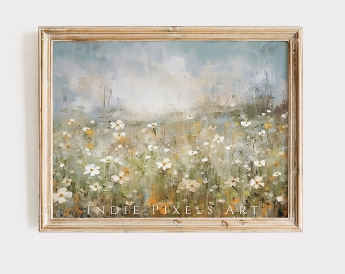 Countryside Landscape Print Wall Decor Tonal Wall Art Spring Meadow Neutral Wall Art Country Vintage Summer Decor Rustic Art Muted Printable