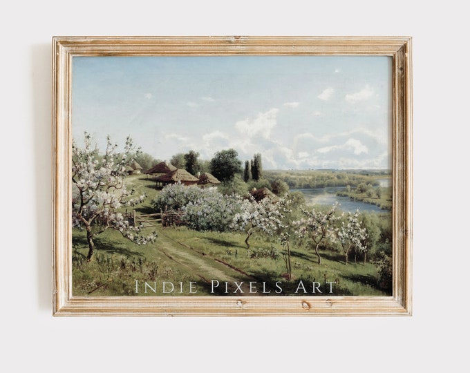 Spring Landscape Print Vintage Orchard Printable Wall Art Vintage Country Farmhouse Downloadable Summer Vintage Print PRINTABLE Digital