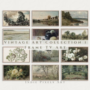 Samsung Frame TV Art Vintage Spring Summer Set of 12 |  Vintage Country Landscapes and Botanical Still Life Paintings for Digital Download