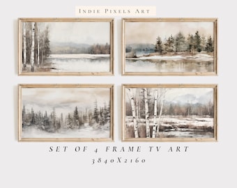 Neutral Winter Landscapes Samsung Frame TV Art Set Winter Decor | Christmas Instant Digital Download Art for Samsung Frame TV