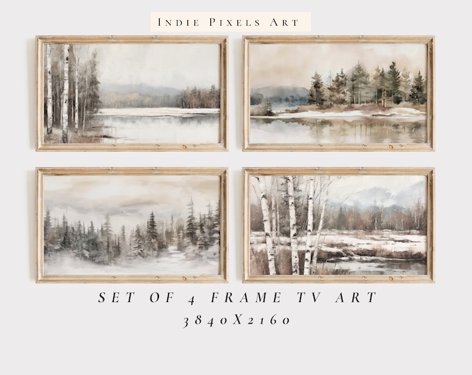 Neutral Winter Landscapes Samsung Frame TV Art Set Winter Decor | Christmas Instant Digital Download Art for Samsung Frame TV