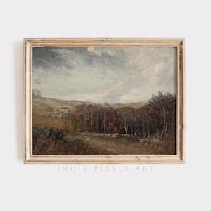 Rustikale Herbst Wand Kunst Stimmungsvolle Vintage Landschaft Landschaft Digital Druckbare Wandkunst Herbst Bauernhaus Wanddekor Rustikale Herbstlandschaft