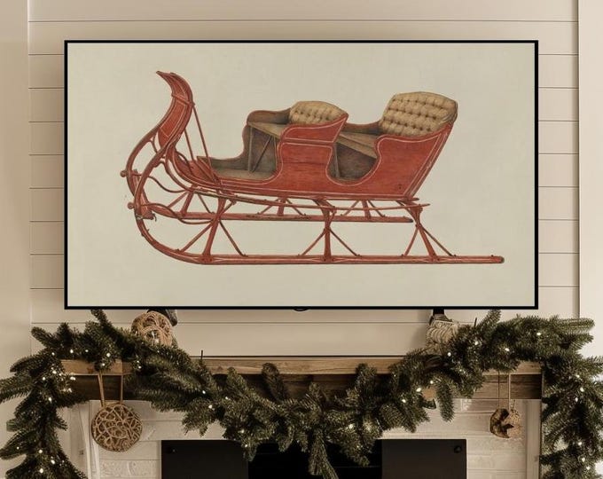 Samsung Frame TV Art Vintage Sleigh Painting Art for Frame TV Farmhouse Decor | Digital Download Art for Samsung Frame TV Instant Download