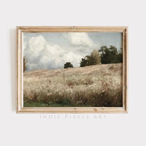 Vintage Landscape Print Wheat Field Digital Printable Wall Art Vintage Countryside Painting Neutral Rustic Farmhouse Wall Decor Digital Art