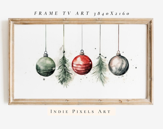 Samsung Frame Art Christmas Ornaments Simple Minimalist Christmas Decor | Digital Download Art for Samsung Frame TV Art Instant Download