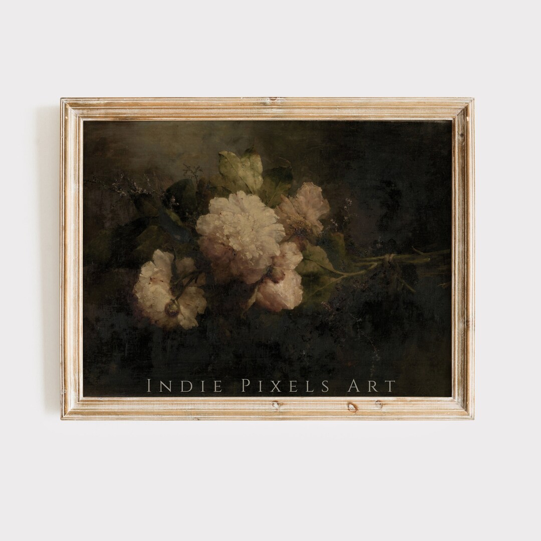 Vintage Floral Art Print, Moody Botanical Still Life (digital Download ...