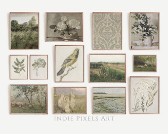 Cottagecore Gallery Wall Set | 13 Vintage Art Prints (Digital Download)