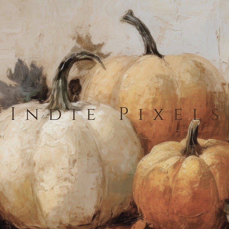 Vintage Pumpkin Still Life Painting, Rustic Autumn Wall Art (printable ...