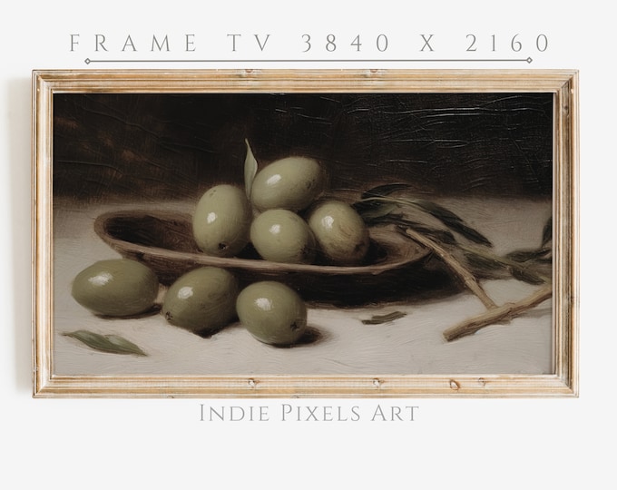 Olives Moody Still Life Painting 4K TV Art for Samsung Frame TV  | Digital Download Art for Samsung Frame TV Art Instant Download