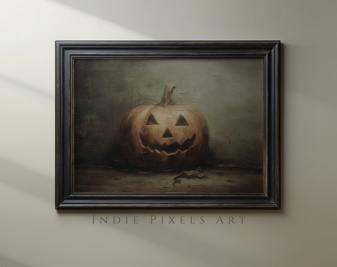 Jack O Lantern Halloween Digital Print, Halloween Wall Art Digital Download, Primitive Halloween Prints