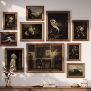 Moody Gallery Wall Prints SET de 10 impresiones digitales para decoración de estudio / Vintage Dark Academia Moody Art Printable Gallery Impresiones digitales