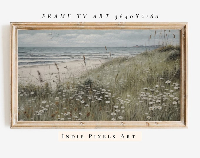 Frame TV Art Beach Coastal Painting Coastal Farmhouse Decor | Digital Download Art for Samsung Frame TV Instant Download