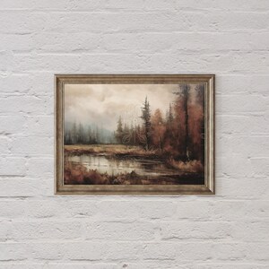 Lodge Wall Art Landscape Cabin Decor, Rustic Printable Vintage Autumn ...