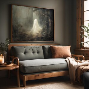 Halloween Art Ghost Painting Printable Halloween Decor, Cute Ghost Painting Digital Art Print Halloween Wall Art Print Primitive Ghost