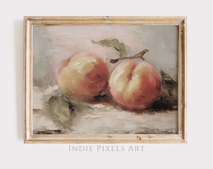 Kitchen Print Peaches Painting Fruit Still Life Painting Fruit Peaches Printable Wall Art Rustic Still Life Wall Print for Kitchen Dining