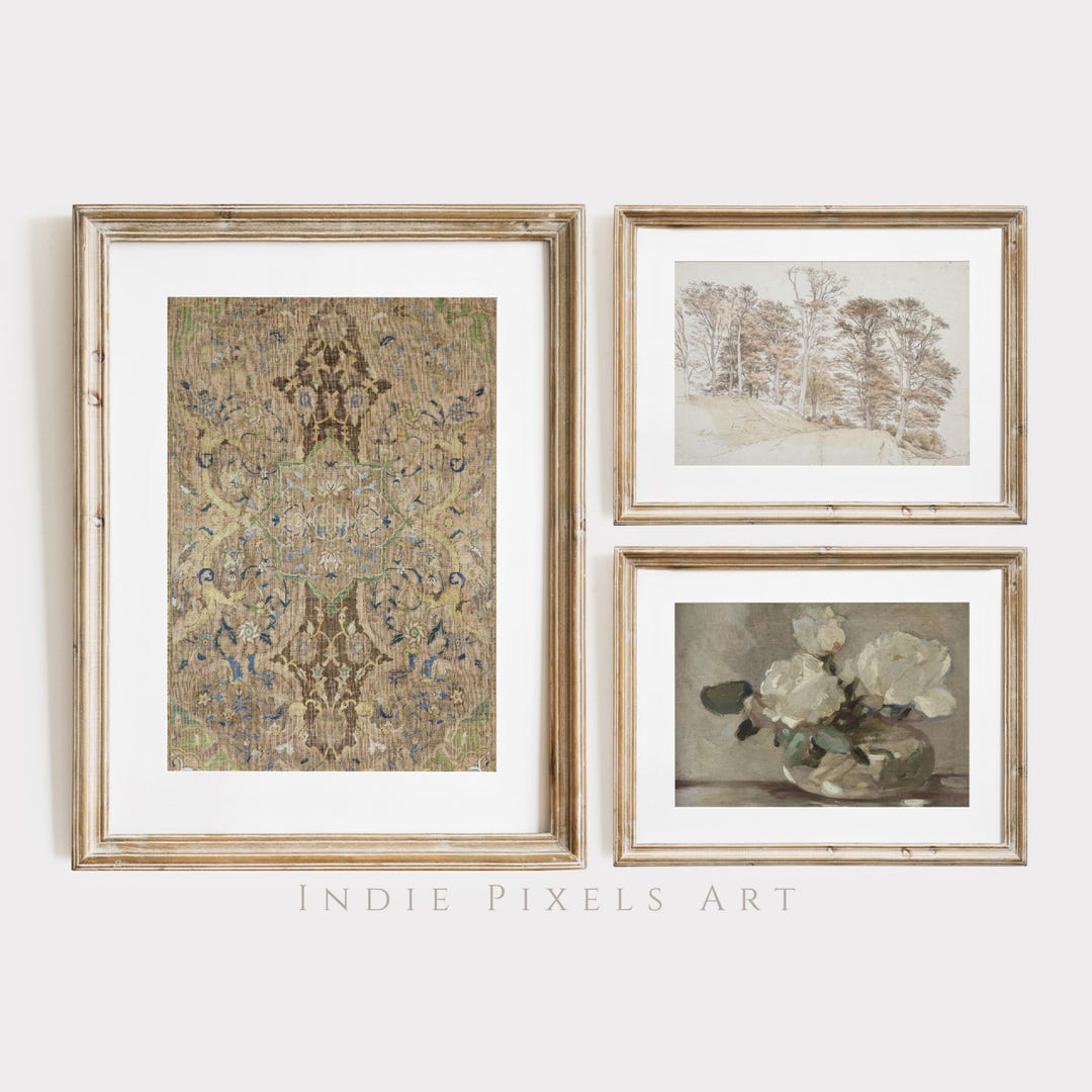 Fall Gallery Wall SET of 3 Vintage Neutral Prints, Fall Wall Decor ...