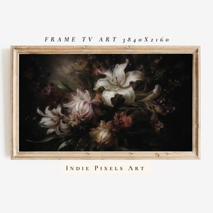 Frame TV Art Moody Artful Floral Painting Maximalist Decor | Instant Digital Download Art for Samsung Frame TV Dark Academia Decor