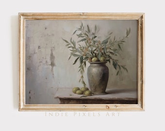 Eetkamer muurdecoratie rustiek schilderij olijftak print rustieke Italiaanse muurkunst voor eetkamer keuken humeurig schilderij Spaanse olijfkunst