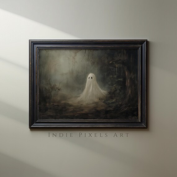 Halloween Ghost Painting, Spooky Digital Art Print (Digital Download)