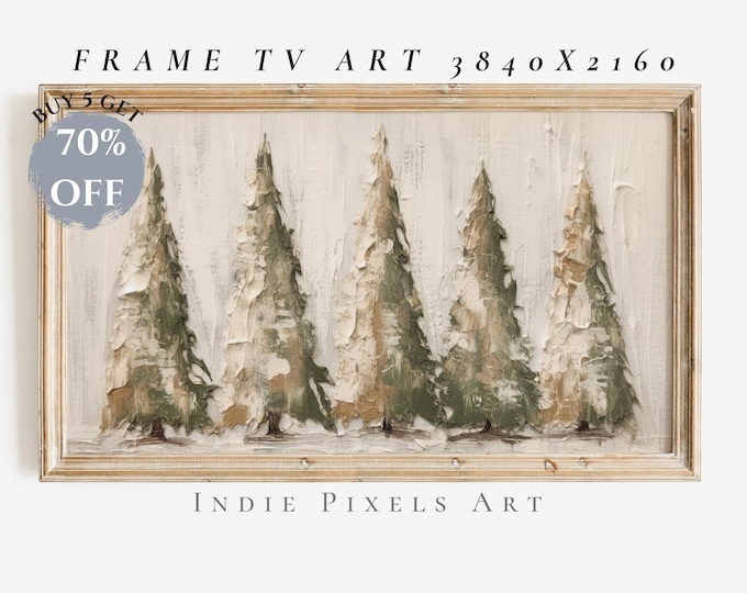 Christmas Trees Rustic Samsung Frame TV Art Rustic Farmhouse Christmas Decor | Digital Art for Samsung Frame TV Art Instant Download