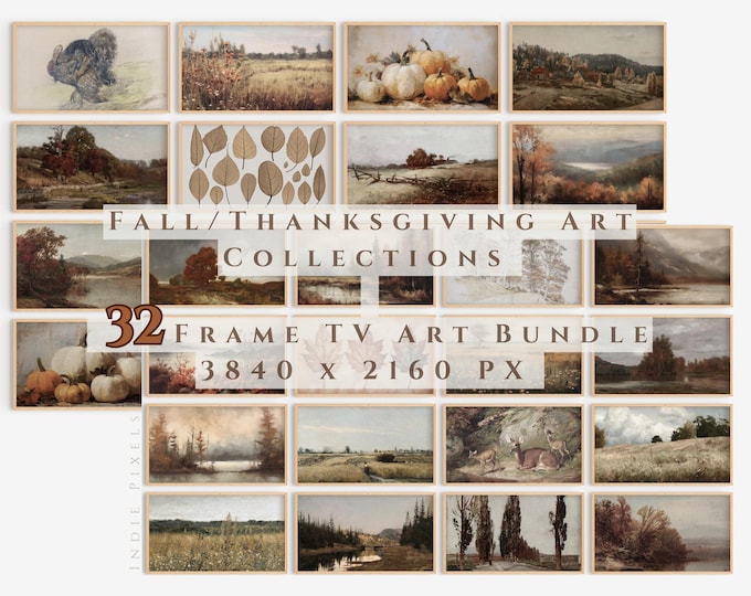 Samsung Frame TV Art Autumn Landscapes Set of 32, Fall Art for Samsung Frame TV Vintage Fall Art for tv Bundle Thanksgiving Art for Frame TV
