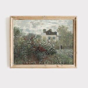 Rose Garden Vintage Painting Monet Art | Vintage Farmhouse Cottage Art PRINTABLE Cottagecore Room Decor | Digital Download