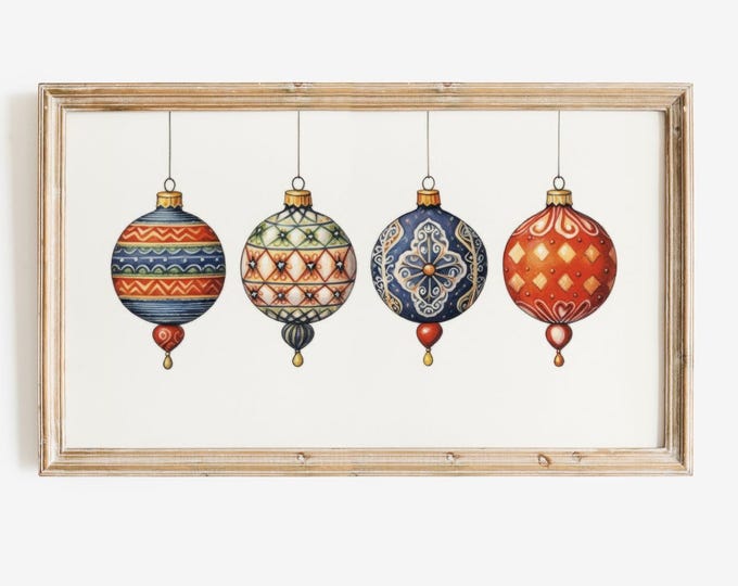 Frame TV Art Christmas Modern Ornaments Midcentury Christmas Decor | Instant Digital Download Art for Samsung Frame TV
