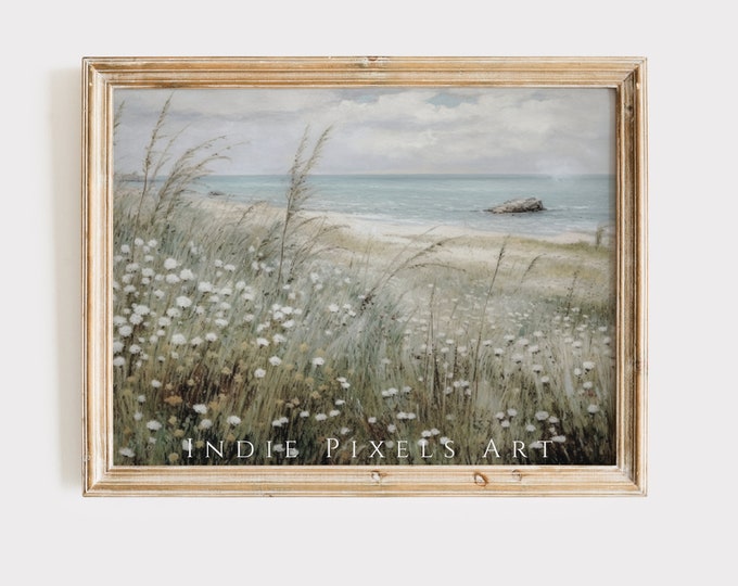 Coastal Wall Art Beach Print Neutral Wall Art Beige Wall Art Beach Minimalist Landscape Vintage Coastal Farmhouse Decor Neutral