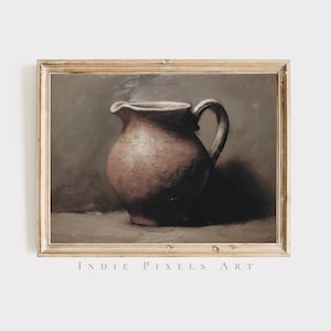 Vintage Pitcher Print, Rustic Farmhouse Kitchen Art (Digital Download)