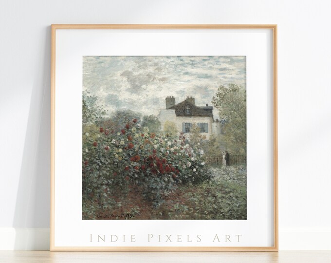 Printable Rose Garden Vintage Painting Monet SQUARE Print | Vintage Farmhouse Cottage Art PRINTABLE Cottagecore Room Decor Digital Download