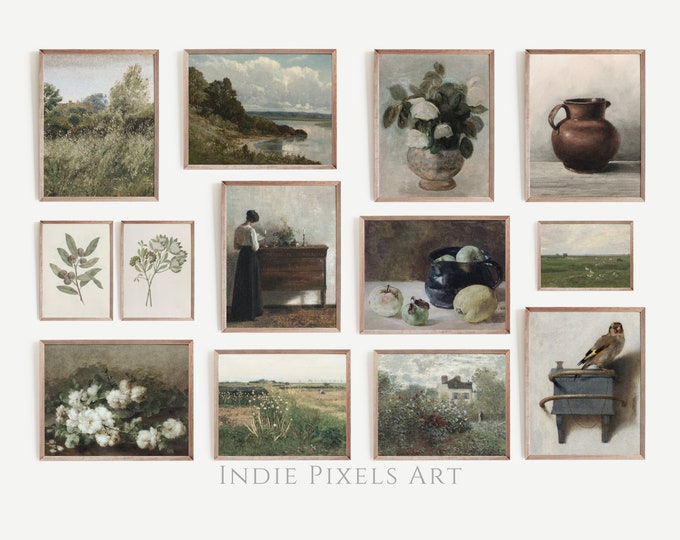 French Country Gallery Wall Art Set of 13 | Vintage European Living Room Vintage Kitchen Decor Printable Collection of Art Digital Download