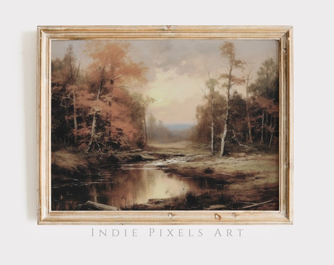 Fall Prints Earth Tone Vintage Lodge Autumn Moody Countryside Painting Farmhouse Decor Rustic Fall Wall Digital Print Autumn Landscape 13