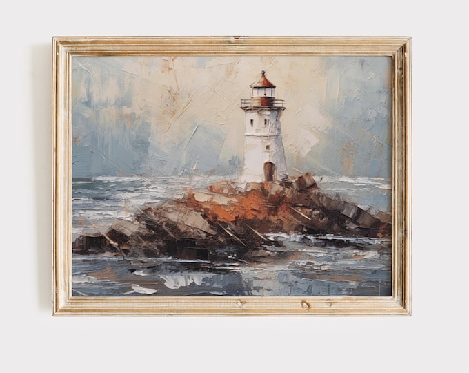 Coastal Wall Art Coastal Decor for Beach House Summer Home Cosatal Prints Lighthouse Decor Painting Nautical Decor
