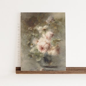 Muted Pink Still Life Painting Vintage Watercolor Roses | Pink and White Flowers Vintage Farmhouse Print Artful Floral PRINTABLE Fine Art