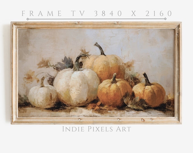 Vintage Pumpkins Painting Thanksgiving 4K TV Art Farmhouse Fall Decor | Instant Digital Download Art for Samsung Frame TV Art
