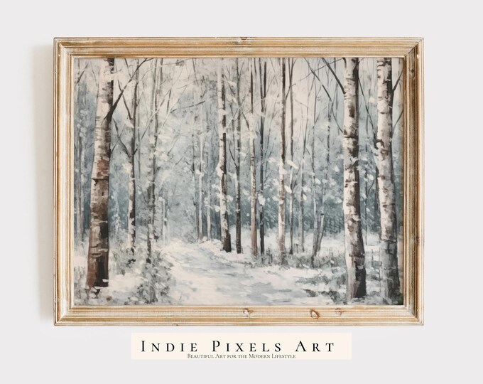 Snowy Forest Path Winter Decor Wall Art Digital Prints Landscape Print Holiday Home Decor Digital Download