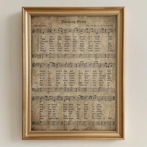 Music Wall Art Prints Amazing Grace Vintage Christian Hymn Downloadable Art Print Religious Sign Printable Rustic Farmhouse Decor Music Gift