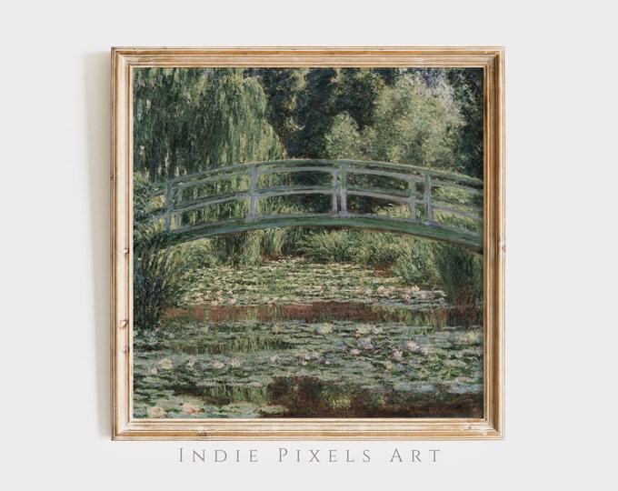 Monet Lily Pond Vintage Painting Art SQUARE Print | Vintage Farmhouse Cottage Art PRINTABLE Cottagecore Room Decor | Digital Download