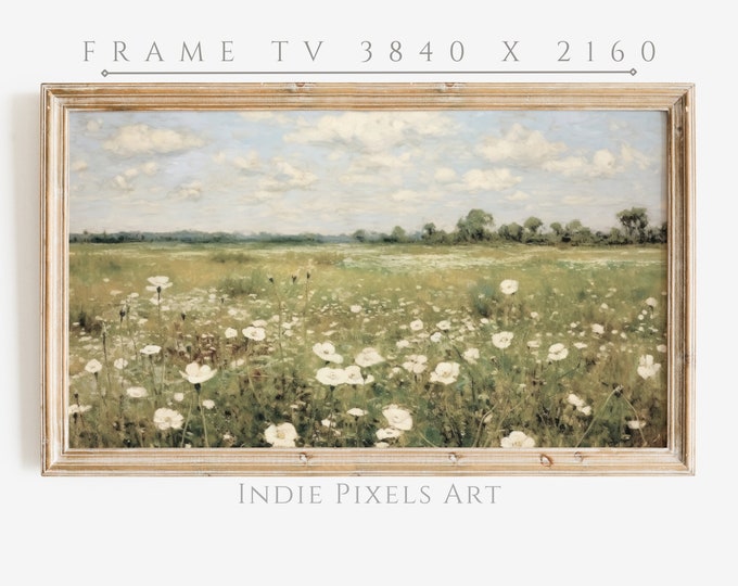 Summer Meadow Painting 4K Samsung Frame TV Art Vintage Farmhouse Decor | Digital Download Art for Samsung Frame TV Art Instant Download
