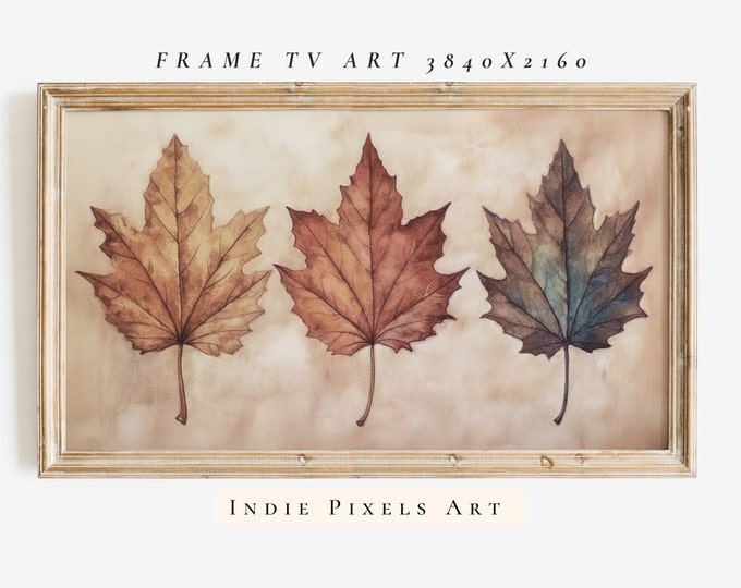 Samsung Frame TV Art Rustic Autumn Fall Leaves 4K Art Farmhouse Decor | Digital Download Art for Samsung Frame TV Art Instant Download