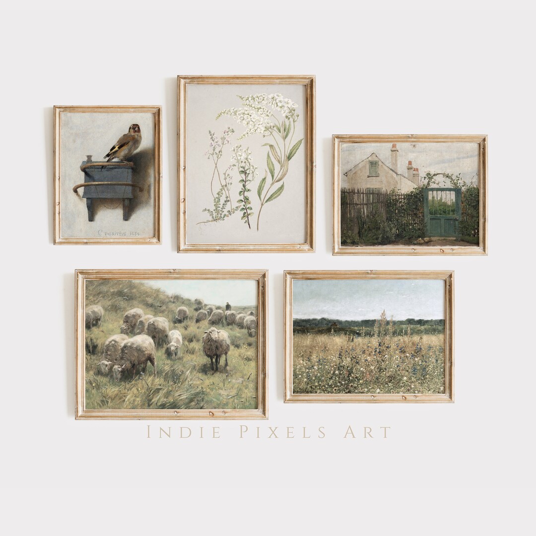Rustic Country Spring Vintage Gallery Wall Art Set of 5 Prints European ...